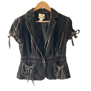 Polo Jeans Brown Velvet Jacket Top M Y2K Fairy Grunge Whimsigoth Dark‎ Coquette